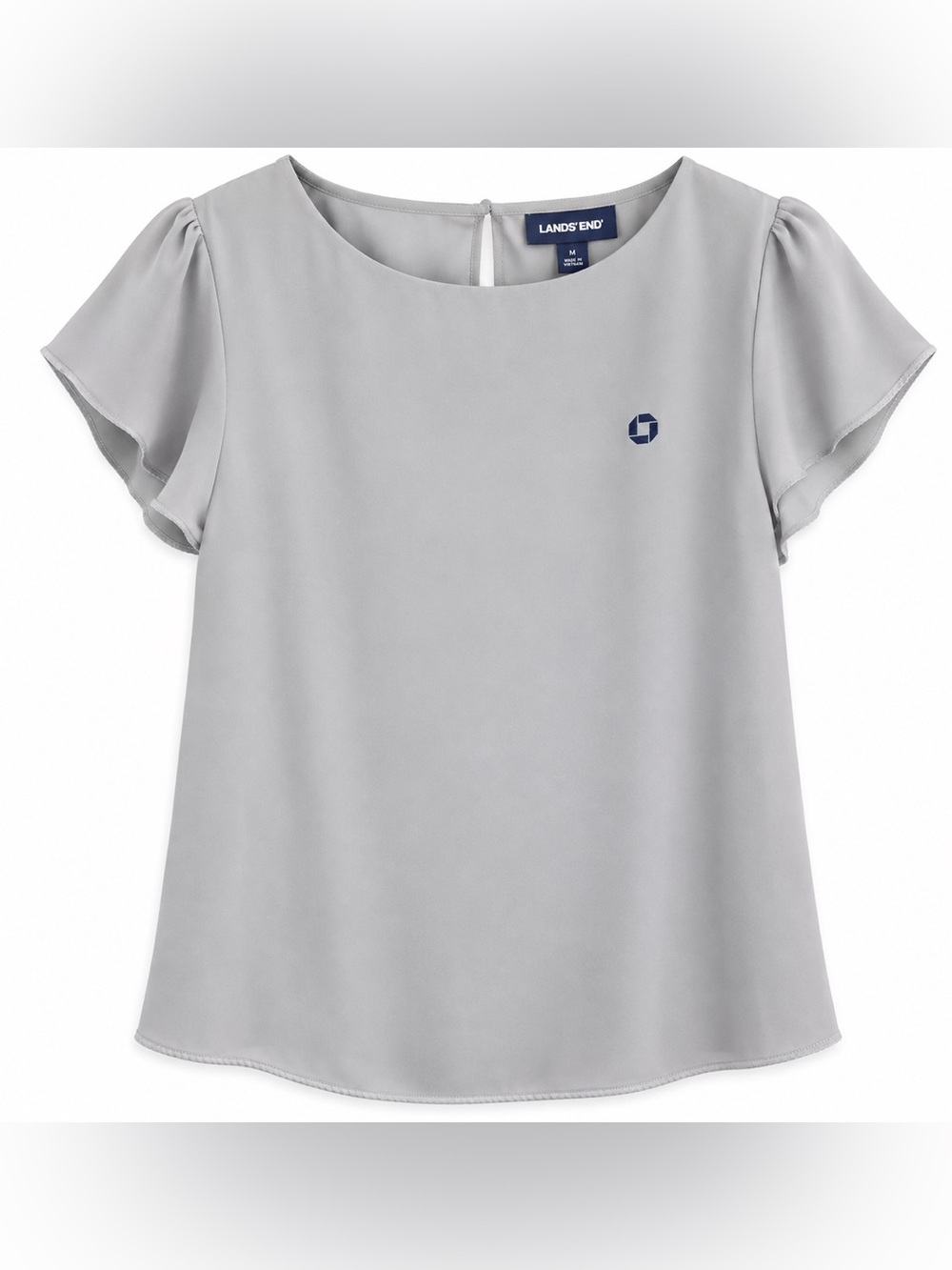 Lands' End Light Gray Flutter Sleeve Top